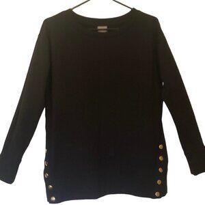 Chico's black Zenergy top w/ goldtone snaps at hem sz 4-6 [Chico's sz 0]